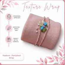 Load image into Gallery viewer, Babymoon Textured Stretchble Baby Photography Shoot Wrap Cloth With Hairband - Pink
