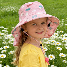 Load image into Gallery viewer, Babymoon Neck Flap Baby Boys Girls Kids Cartoon Summer Cap with Whistle and Adjustable Chin Strap Sun Beach Hat | Rabbit Pink | 4-8 Year
