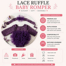Load image into Gallery viewer, Babymoon Set of 2 | Fluffy Romper &amp; Hairband | Baby Photoshoot Props Costumes | Purple | 0-1 Month
