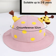 Load image into Gallery viewer, Babymoon Giraffe Baby Boys Girls Kids Summer Cap with Head String Doted Beach Hat | Pink | 2-6 Year
