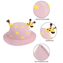 Load image into Gallery viewer, Babymoon Giraffe Baby Boys Girls Kids Summer Cap with Head String Doted Beach Hat | Pink | 2-6 Year
