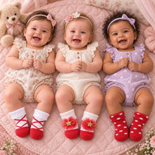 Load image into Gallery viewer, Babymoon Set of 3 | Non-Skid, Anti Slip Baby Socks Gift Box | Safety Protector | 0-9M | Red
