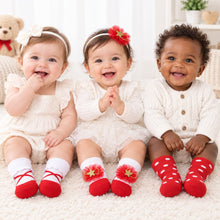 Load image into Gallery viewer, Babymoon Set of 3 | Non-Skid, Anti Slip Baby Socks Gift Box | Safety Protector | 0-9M | Red
