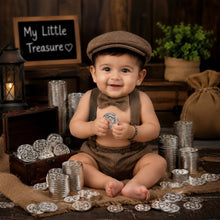Load image into Gallery viewer, Babymoon 100pcs Silver Pirate Treasure Coins (3.2cm) for Baby Photoshoot Props, Kids | Decorative Add-ons
