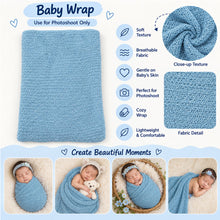 Load image into Gallery viewer, Babymoon Mohair Stretchble Baby Photography Shoot Wrap Cloth - Sky Blue
