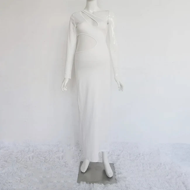 Babymoon Stretchable One Shoulder Babybump Revealing Maternity Gown Dress