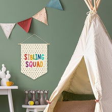 Load image into Gallery viewer, Babymoon Kids Nursery Décor Canvas Banner | Playroom, Bedroom, Wall Art Decoration | Wall Hanging | Flag Banner | Baby Photoshoot Props | Sibling Squad
