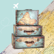 Load image into Gallery viewer, Babymoon Vintage Wooden Suitcase | Set of 3 |  Baby Photography Props | Decorative Add-ons | Globe Design
