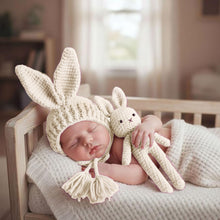 Load image into Gallery viewer, Babymoon Rabbit Toy with Cap New Born Baby Photography Shoot Props Costumes- White
