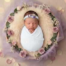 Load image into Gallery viewer, Babymoon Textured Stretchble Baby Photography Shoot Wrap Cloth With Hairband - White

