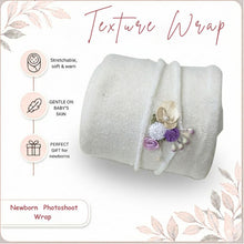 Load image into Gallery viewer, Babymoon Textured Stretchble Baby Photography Shoot Wrap Cloth With Hairband - White
