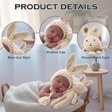 Load image into Gallery viewer, Babymoon Rabbit Toy with Cap New Born Baby Photography Shoot Props Costumes- White
