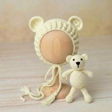 Load image into Gallery viewer, Babymoon Bear Teddy with Cap New Born Baby Photography Shoot Props Costumes
