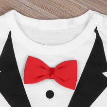 Load image into Gallery viewer, Babymoon Gentleman Suit Romper | Baby Photoshoot Props | Birthday Party Costume | White | 9-12 Months

