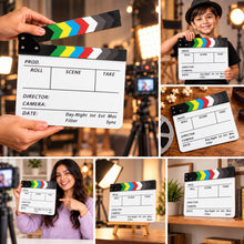 Load image into Gallery viewer, Babymoon Acrylic Movie Clapper Board | Colorful Film Clapperboard with Dry Erase Writing Surface for Filmmaking, Video Editing, Directors, and Studio Photography Props Stage Shows | 30x25cm | White
