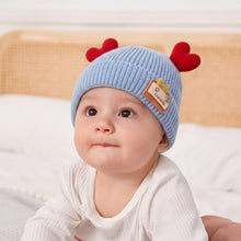 Load image into Gallery viewer, BabyMoon Unisex Winter Hat Designed with Hearts | Warm Baby Cap Headwear | Blue | 3-12 Month
