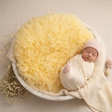 Load image into Gallery viewer, Babymoon Round Wool Flokati Fur Blanket | Photoshoot Props | Yellow
