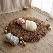 Load image into Gallery viewer, Babymoon Round Wool Flokati Fur Blanket | Photoshoot Props | Brown
