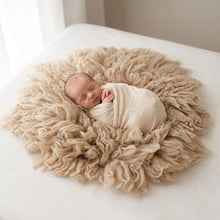 Load image into Gallery viewer, Babymoon 30CM | Round Wool Flokati Fur Blanket | Photoshoot Props | Khaki
