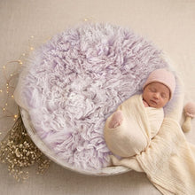 Load image into Gallery viewer, Babymoon 30CM | Round Wool Flokati Fur Blanket | Photoshoot Props | Light Purple
