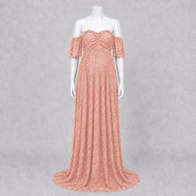 Load image into Gallery viewer, Babymoon Off Shoulder Maternity Gown Dress - Peach
