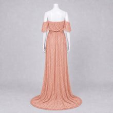 Load image into Gallery viewer, Babymoon Off Shoulder Maternity Gown Dress - Peach
