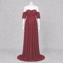 Load image into Gallery viewer, Babymoon Off Shoulder Maternity Gown Dress - Maroon
