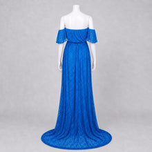 Load image into Gallery viewer, Babymoon Off Shoulder Maternity Gown Dress - Royal Blue
