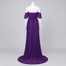 Load image into Gallery viewer, Babymoon Off Shoulder Maternity Gown Dress -Purple
