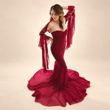 Load image into Gallery viewer, Babymoon Skinny Stylish Maternity Gown Dress - Maroon
