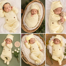 Load image into Gallery viewer, Babymoon Stretchable Bodysuit &amp; Cap New Born Outfits Costumes | Yellow | 0-1 Month
