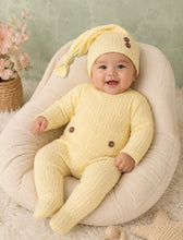 Load image into Gallery viewer, Babymoon Stretchable Bodysuit &amp; Cap New Born Outfits Costumes | Yellow | 0-1 Month
