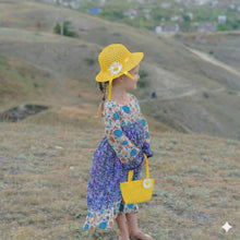 Load image into Gallery viewer, Babymoon Set of 2 | Baby Girls Summer Sunflower Straw Kids Sun Hat with Sling Purse Handbag | Beach Hat | 2-6 Years | Yellow
