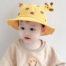 Load image into Gallery viewer, Babymoon Giraffe Baby Boys Girls Kids Summer Cap with Head String Doted Beach Hat | Yellow | 2-6 Year
