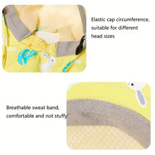 Load image into Gallery viewer, Babymoon Neck Flap Baby Boys Girls Kids Cartoon Summer Cap with Whistle and Adjustable Chin Strap Sun Beach Hat | Rabbit Yellow | 4-8 Year
