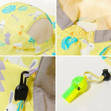 Load image into Gallery viewer, Babymoon Neck Flap Baby Boys Girls Kids Cartoon Summer Cap with Whistle and Adjustable Chin Strap Sun Beach Hat | Rabbit Yellow | 4-8 Year
