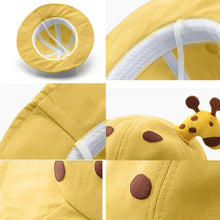 Load image into Gallery viewer, Babymoon Giraffe Baby Boys Girls Kids Summer Cap with Head String Doted Beach Hat | Yellow | 2-6 Year
