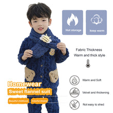 Load image into Gallery viewer, Babymoon Set of 3 | Baby Sleepwear Nightsuit with Scraf Kid’s Winter Nightdress Pajamas Winter Sweater | Darkblue
