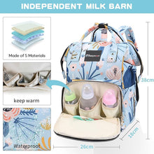 Load image into Gallery viewer, Babymoon Mother Diaper Bag Lightweight Multifunctional Travel Unisex Diaper Backpack | Blue Floral
