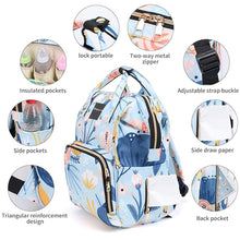 Load image into Gallery viewer, Babymoon Mother Diaper Bag Lightweight Multifunctional Travel Unisex Diaper Backpack | Blue Floral
