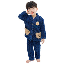 Load image into Gallery viewer, Babymoon Set of 3 | Baby Sleepwear Nightsuit with Scraf Kid’s Winter Nightdress Pajamas Winter Sweater | Darkblue
