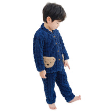 Load image into Gallery viewer, Babymoon Set of 3 | Baby Sleepwear Nightsuit with Scraf Kid’s Winter Nightdress Pajamas Winter Sweater | Darkblue
