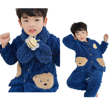 Load image into Gallery viewer, Babymoon Set of 3 | Baby Sleepwear Nightsuit with Scraf Kid’s Winter Nightdress Pajamas Winter Sweater | Darkblue
