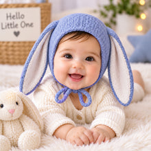 Load image into Gallery viewer, Babymoon Big Rabbit Ears Bonnet Hat | Baby Photography Hat | Blue
