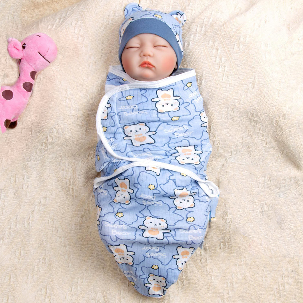 Babymoon Cotton Baby Swaddle | Wrapping Blanket | Baby Sleeping Wrap | New-Born Swaddle Wrap | 0-3Months | Bear