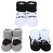 Load image into Gallery viewer, Babymoon Set of 3 | Non-Skid, Anti Slip Baby Socks Gift Box | Safety Protector | 0-9M | Black
