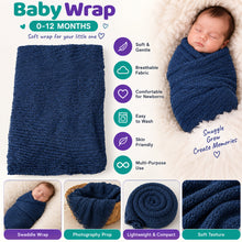 Load image into Gallery viewer, Babymoon Mohair Stretchble Baby Photography Shoot Wrap Cloth - Dark Blue
