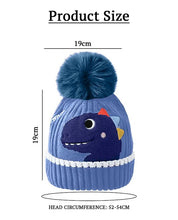 Load image into Gallery viewer, Babymoon Baby Dinosaur Design Cap with String Winter Kids Hat Boys Girls Caps | Blue | 1-15 Years

