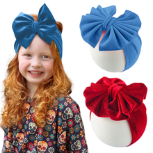 Load image into Gallery viewer, Babymoon Stretchable Velvet Bow Hairband for Baby Girl Hair Accessories for Girls Baby Headband for Girls | 0-5 Years | Red-Blue
