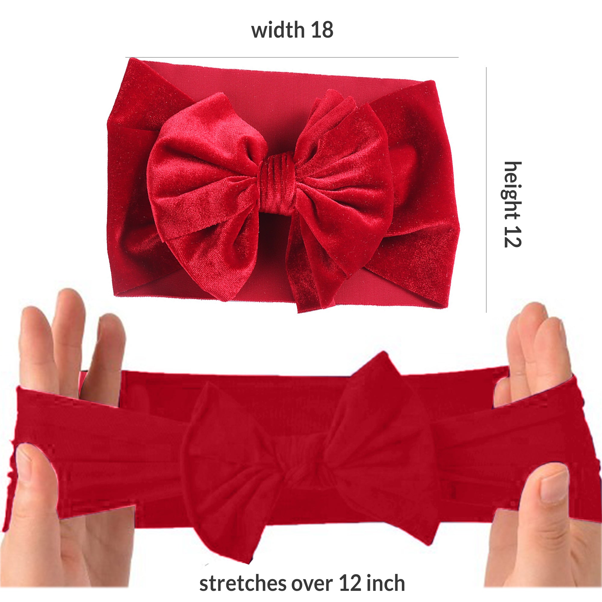 Babymoon Stretchable Velvet Bow Hairband for Baby Girl Hair Accessories for  Girls Baby Headband for Girls 0-5 Years Red-Blue